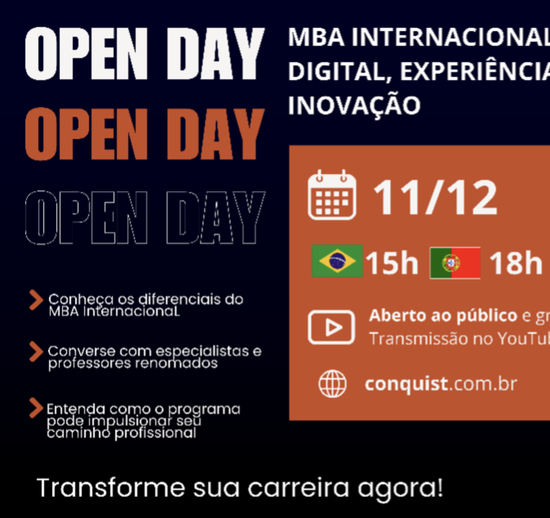 Open Day do MBA Internacional em Marketing Digital, Experiência do Cliente e Inovação